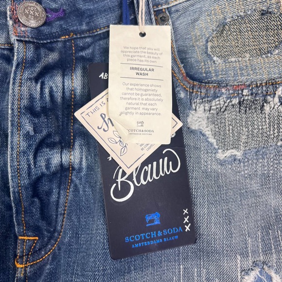 Scotch & Soda Dean Men's Intentionally Distressed and Patched Straight L… - Picture 8 of 14